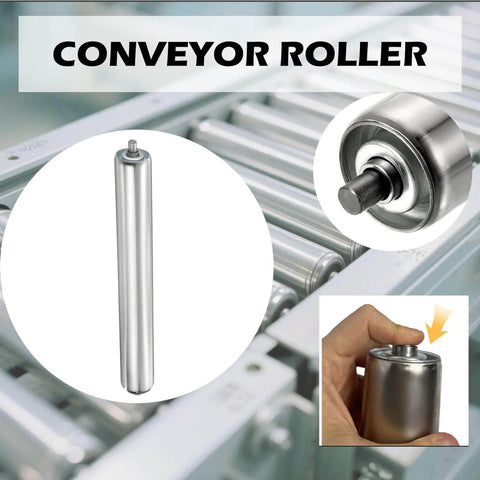 Conveyor Roller 2" Diameter 16" Length, Stainless Steel Gravity Transmission Replacement Part Galvanized End, Silver