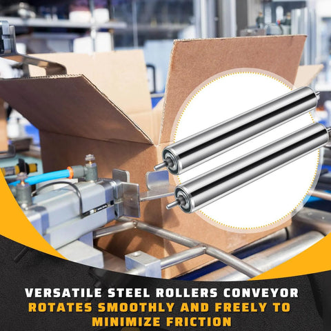 10 Pcs Conveyor Rollers Galvanized Steel Roller 10'' in Length and 1.5'' in Diameter 1/4'' Axle Diameter in conveyor system