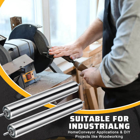 10 Pcs Conveyor Rollers Galvanized Steel Roller 10'' in Length and 1.5'' in Diameter 1/4'' Axle Diameter, woodworking tool use