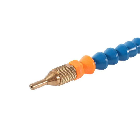 Close-up of Coolant Mist Lubrication Spray System nozzle, metal and plastic material, for 8mm air pipe CNC lathe, metal cutting and engraving