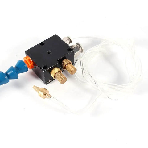 Coolant Mist Lubrication Spray System For Metal Cutting And Engraving, includes adjustable air pressure cooling sprayer, 8mm air pipe, 118 inch tube.