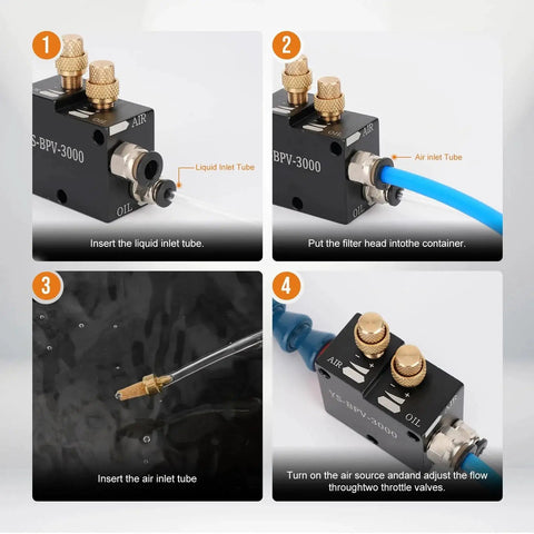 Coolant Mister For Milling Machines With Magnetic Base And 1.5m Hose CNC Lubrication Spray Pump Mini Mill Mist System Keeps Cutting Tools Cool, Boosts Cutting Speed, Reduces Tool Wear, And Blows Chips Efficiently steps of installation