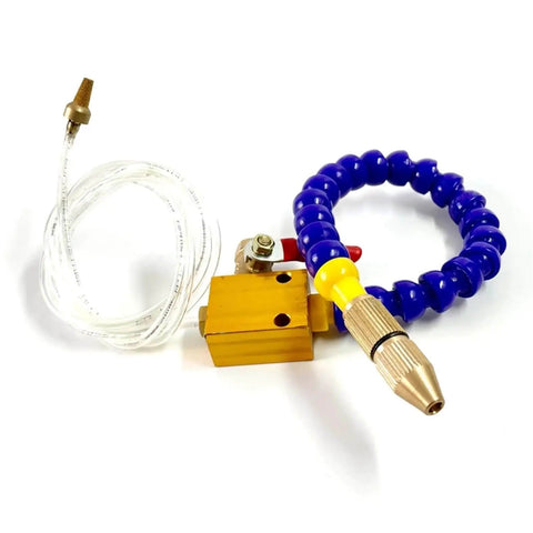 Pro Grade Mist Coolant Sprayer System For Precision Machining For 8mm Air Pipe Lathe Milling Drill Engraving Machines With Connector And Fittings Included Kit Now Best Value For Pros showing blue hose and gold connector