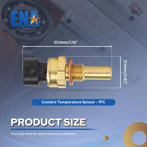 Coolant Temperature Sensor, brass threaded body with black plastic connector, 55.1mm long (1PC)