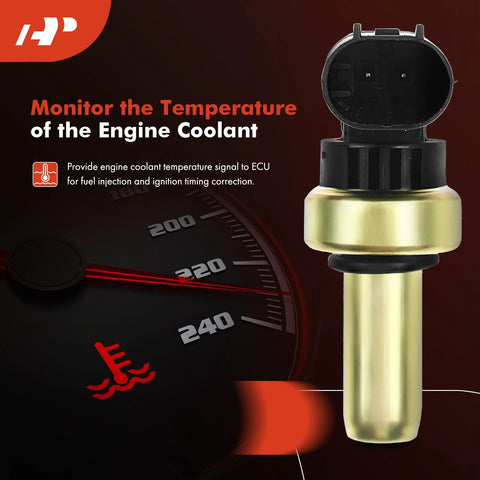 A-Premium coolant temperature sensor with black connector and brass body