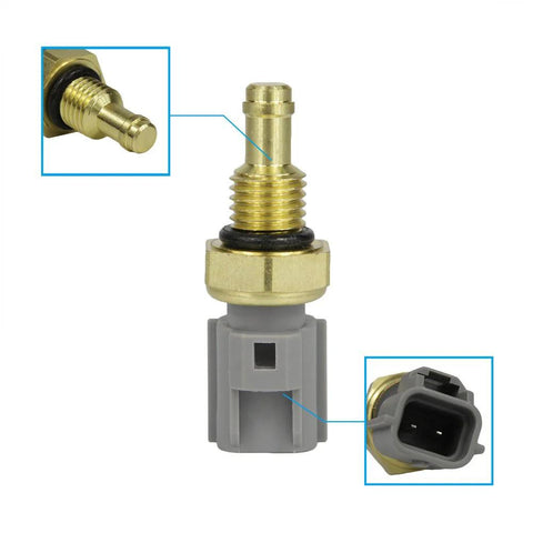 DOICOO coolant temperature sensor with brass threaded stem and gray two-pin connector