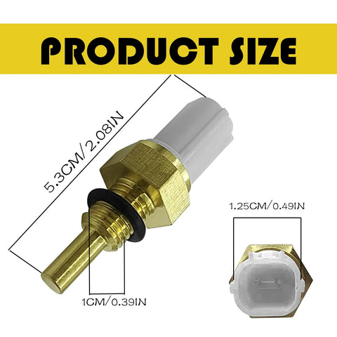 Coolant temperature sensor by GolTHd with brass body and white plastic connector; Honda/Acura compatible.