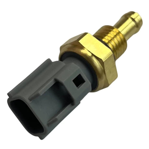 Coolant temperature sensor with brass threaded body and gray plastic connector