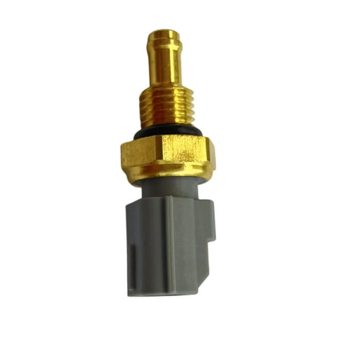 Coolant temperature sensor with brass threaded stem and gray plastic connector, Mazda/Ford compatible automotive part.
