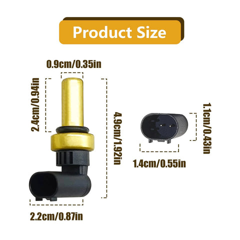 Coolant temperature sensor with brass stem and black 2-pin plug for Chevy Trax Cruze Sonic Buick Encore (2011–2017), 1pc
