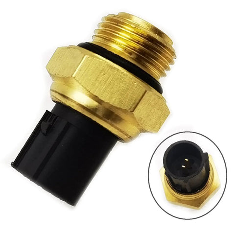 DEVMO water temperature sensor 37760-P00-004 with brass threaded body, hex nut, and black plastic connector