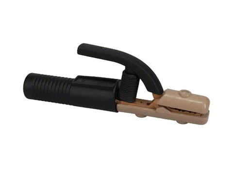 Pro Grade Copper Alloy Electrode Holder A532 For Tweco 200 Amp Stinger, black insulated handle, copper alloy, side view