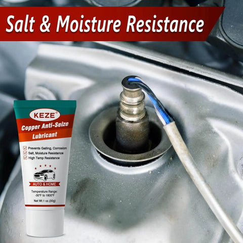 Keze Copper Anti Seize Thread Lubricant Grease Antiseize Compound Lubrication for Automotive Spark Plug Bolts and Nuts Prevent Rust and Corrosion High Temp Resistant 1 Oz-1 Pack shown near a spark plug