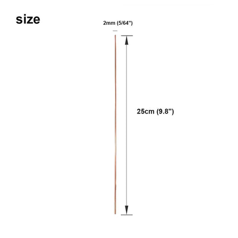 Phosphorus Copper Brazing Rods BCuP2 2mm 20 Pcs Self Fluxing For TIG Arc Welding Pipes shown with size dimensions.