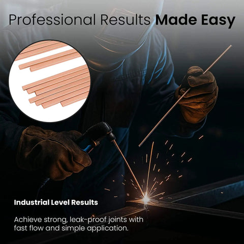 42 Pcs BCuP-5 15 Percent Silver Brazing Rods For HVAC Refrigeration And Industrial Welding Pro Grade Flat Phosphorus Copper