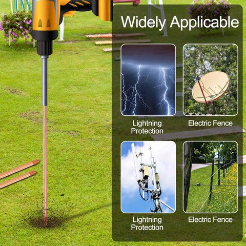 Grounding Rod Kit Zonon With Five Eighth Inch Copper Clad Grounding Rods And Clamps for electric fences, satellite dishes, generators.