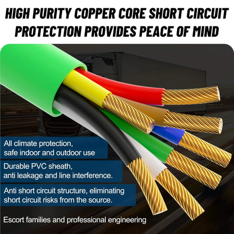 Close-up of 12 Foot 3 In 1 Air Lines Kit For Semi Truck And Trailer Tractor with copper core wires and PVC sheath