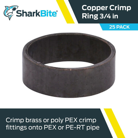 SharkBite Three Quarter Inch Copper Crimp Rings Pack Of 25 For PEX And PERT Pipe Versatile With Brass Or Poly PEX Fittings