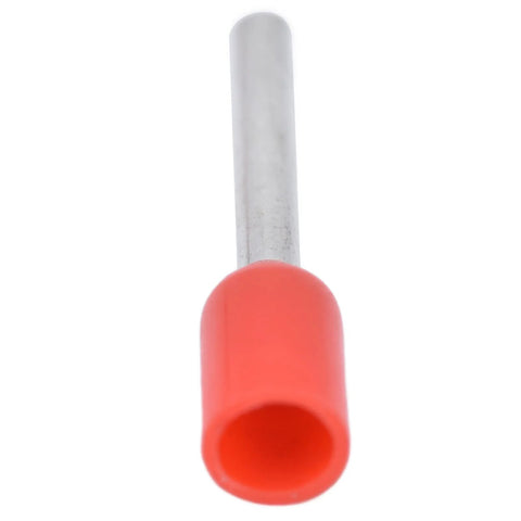 Heavy Duty Insulated Ferrule Terminals Set In Copper With PVC Insulation, shown close-up with red PVC end, AWG 20, 0.75mm2.