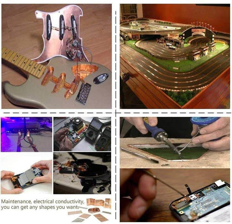 Copper Foil Tape With Double Sided Conductive Adhesive, 4 Inch And 33 Feet, EMI Shielding for guitar, electrical repairs, DIY projects.