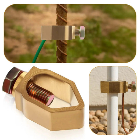 Two Pack Copper Ground Rod Clamps For Direct Burial Grounding Rods One Half To Five Eighth Inch Fits Rebar And Pipe, close-up