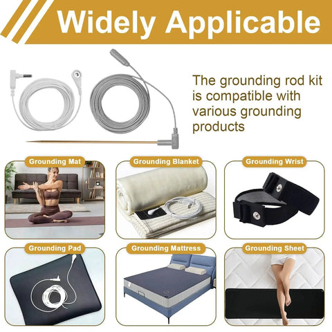 Copper Grounding Rod Kit With 40 Foot Grounding Wire And Alligator Clip for mats, blankets, and other grounding products.