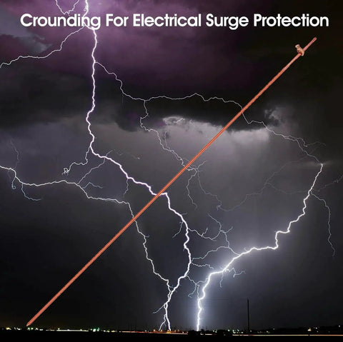 3 Pack 4 Foot Heavy Duty Copper Grounding Rod Kit With Copper Clad Steel Rods And Three Eighths Inch Ground Rod Clamps For Electrical Grounding Fence Satellite Dish Generator Earthing Today MOKIKUBA displayed on stormy background
