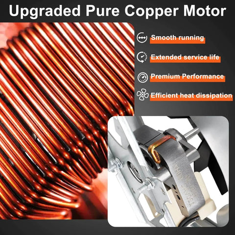 Close-up of upgraded pure copper motor for 688 663 Fan, S97012029 Motor Assembly highlighting smooth running and heat dissipation.