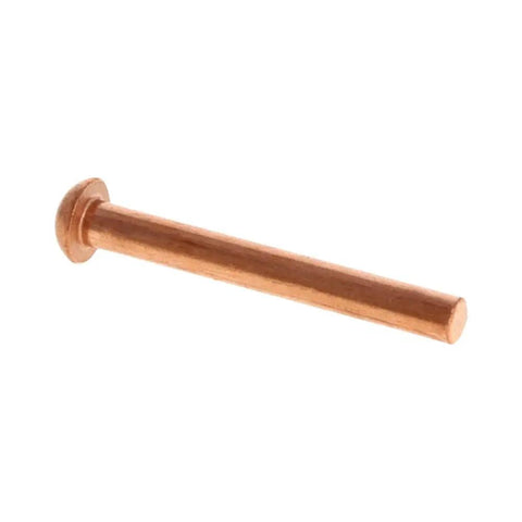 Copper Solid Rivets M6 By 50mm Round Head With 11mm Hat Diameter Copper Finish Fasteners For Electrical Applications front view