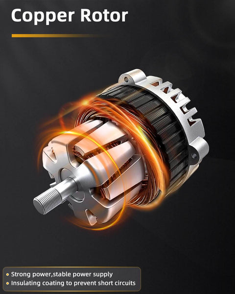 Copper rotor with strong power supply, insulating coating, visible coil design for automotive alternator components