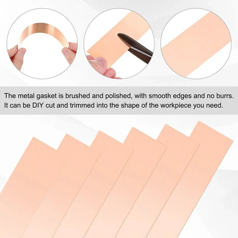 Copper Shim Strip Set For DIY Crafting And Jewelry Making With 6 Inch Length And 1 Inch Width Flat Copper Sheet shown in use