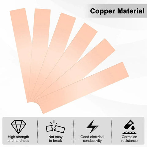 Copper Shim Strip Set For DIY Crafting And Jewelry Making With 6 Inch Length And 1 Inch Width Flat Copper Sheet In Multiple Thicknesses 0.002 0.004 0.006 0.008 0.012 And 0.016 Inch MeterXity