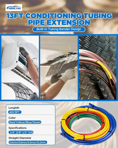 Copper Tube Bender Kit Four-Piece Set For HVAC And Refrigerator Repair, 13ft total length with color-coded bending strips