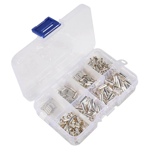 600 Pcs Wire Ferrules Kit With 7 Sizes Non Insulated Copper Crimp Terminals Tinned Copper Assortment For AWG 22 To 10 in box