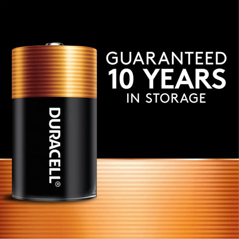 Coppertop D Alkaline Batteries 8 Pack For Household And Office Devices showing 10-year storage guarantee