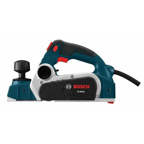 Efficient Three And A Quarter Inch Planer Kit Delivers Precise Stock Removal With A Powerful Six Point Five Amp Motor And Sixteen Thousand Five Hundred RPM Featuring A Dual Mount Guide Fence And Woodrazor Blades To Create Smooth Straight Edges On Doors side view of planer.