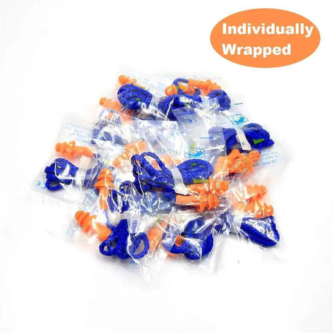 10 Pair Corded Reusable Ear Plugs For Shooting Range And Gun Range Hearing Protection, NRR 25dB SNR 28dB, individually wrapped