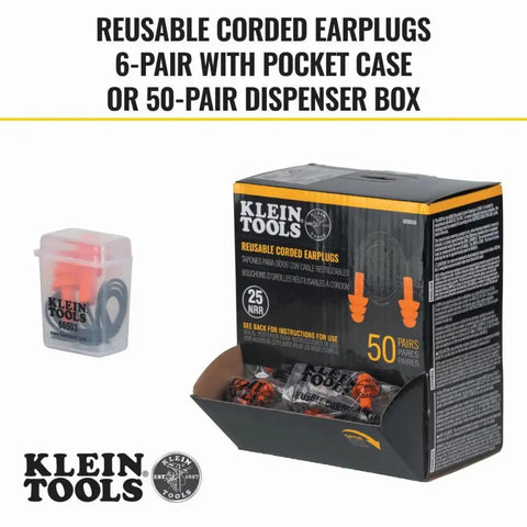 Corded Reusable Earplugs With 25dB NRR In Bright Orange Case Included For Construction And Loud Environments ADA8