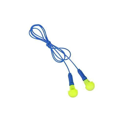 Comfortable Foam Push In Earplugs With Corded Design, 28 dB Noise Reduction Rating, industrial safety blue and yellow ear protectors