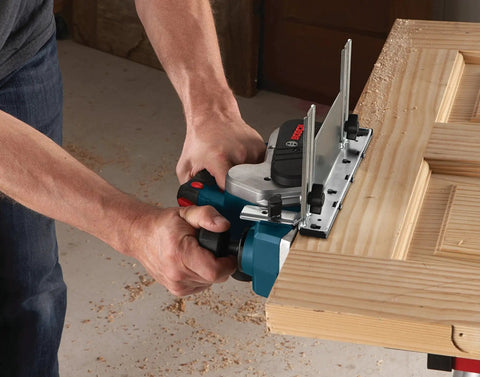 Renewed 120V corded planer delivers precise three and a quarter inch capacity for flattening and smoothing boards, 16,500 RPM, 6.5A performance, and includes stand with a dual-guide fence for accurate surfacing, door trimming, and stock prep in shops