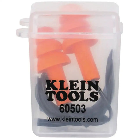 Corded Reusable Earplugs With 25dB NRR In Bright Orange Case Included For Construction And Loud Environments inside transparent case