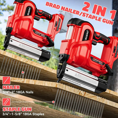 Enjoy versatile cordless fastening with this 2 in 1 Brad Nailer and Stapler, compatible with Milwaukee 18V batteries not included.