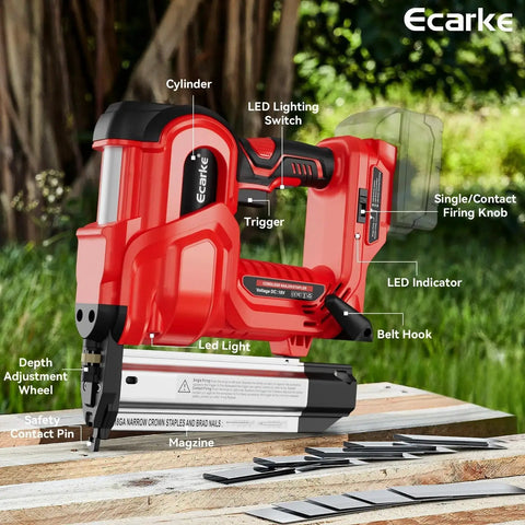 Enjoy versatile cordless fastening with this 2 in 1 Brad Nailer and Stapler, compatible with Milwaukee 18V batteries not included
