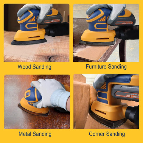 Cordless Detail Sander DeWalt 20V Max Battery Compatible Brushless 12000 OPM sanding wood, furniture, metal, and corners.