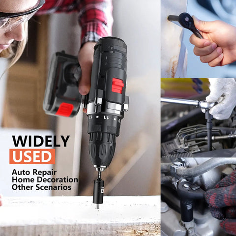 52 Piece One Quarter Inch Drive Impact Socket Set With 72 Tooth Ratchet And Adapters LLNDEI Chrome Vanadium Steel Sockets CR-V Metric And SAE Storage Kit For At Home Auto Repair DIY Projects in use for auto repair and home decoration