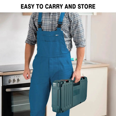 Person holding storage box of Electric Toilet Plunger With Dedicated Storage Box That Clears Clogs In About Two Minutes No Plumber Needed Cordless