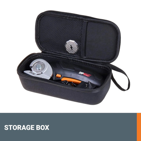 ZipSnip Cordless Electric Scissors 4V Box Cutter For Fabric With 2 Safety Blades in storage bag