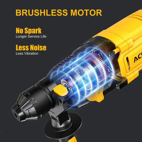 Compact cordless SDS Plus hammer drill with 3J impact energy and four modes hammer drill hammer-drill and chisel features