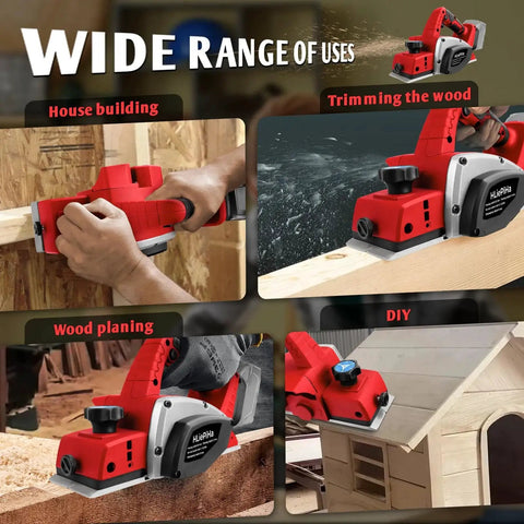 Cordless Handheld Planer For Milwaukee 18V Battery 3-1-4 Inch Width 15000 RPM Brushless Motor in various woodworking applications