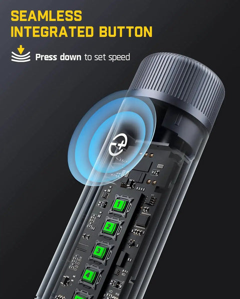 Cordless Rotary Tool Kit With Magnetic Motor And Revostor Hub 5 Speed Settings showing seamless integrated button